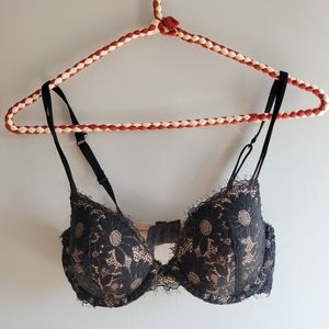 Aerie 30 D Black/Tan lace Demi Bra